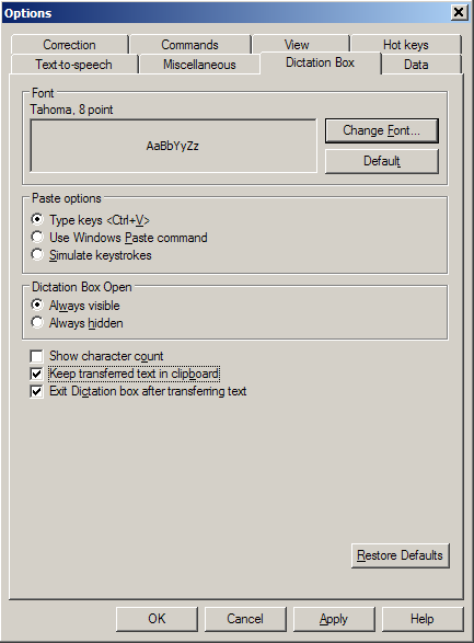 Dictation Box configuration